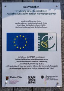 Plakette zur europäischen Förderung der Aussichtsplattform