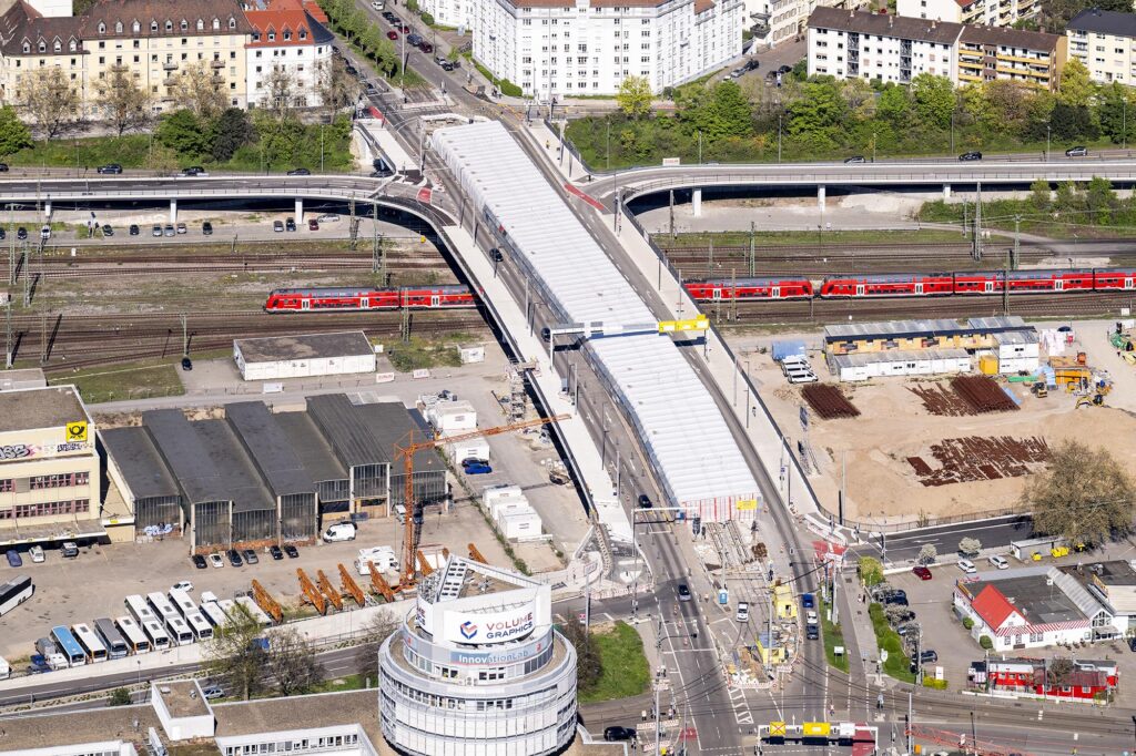 Luftbild Großaufnahme Montpellierbrücke Heidelberg Richtung Weststadt