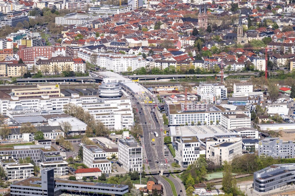 Luftbild von Heidelberg entlang der Speyerer Straße mit Blick auf die Weststadt