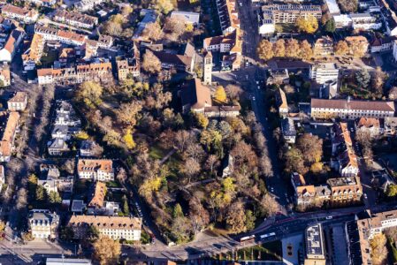 Luftbildaufnahme des Speyerer Adenauerparks